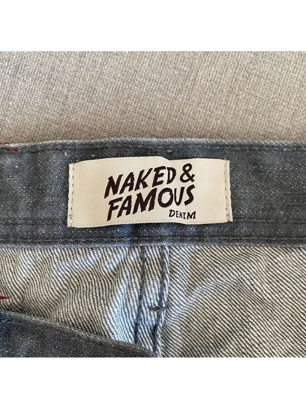 Naked & Famous Weird Guy Grey Selvedge Raw Denim Jeans Mens Sz 30 - Picture 9 of 14
